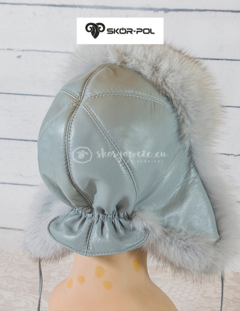 Czapka Papacha, uszatka, pilotka - damska lis niebieski
