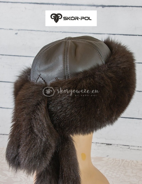 Czapka toczek z ogonem - damska lis brązowy