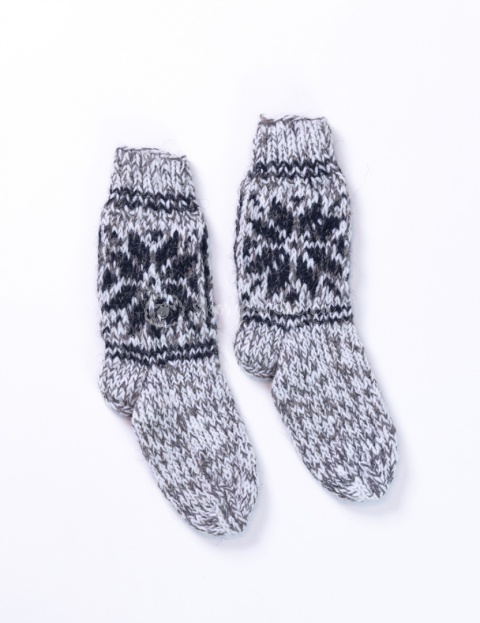 Wełniane skarpetki z góralskim wzorem, uniwersalne