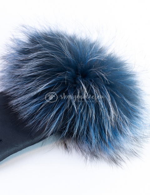 Czarne rękawiczki damskie skórzane z futrzanym obszyciem