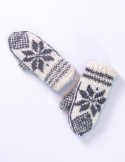 One-finger, very thick woolen gloves with a modern pattern, universal