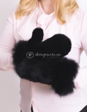 Ekskluzywna rękawiczka damska jednopalczasta norka + lis kolor czarny