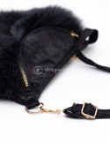 Leather kidney purse with fox fur