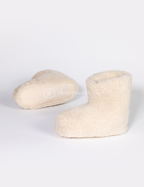 Bambosze wełniane góralskie wysokie #beż