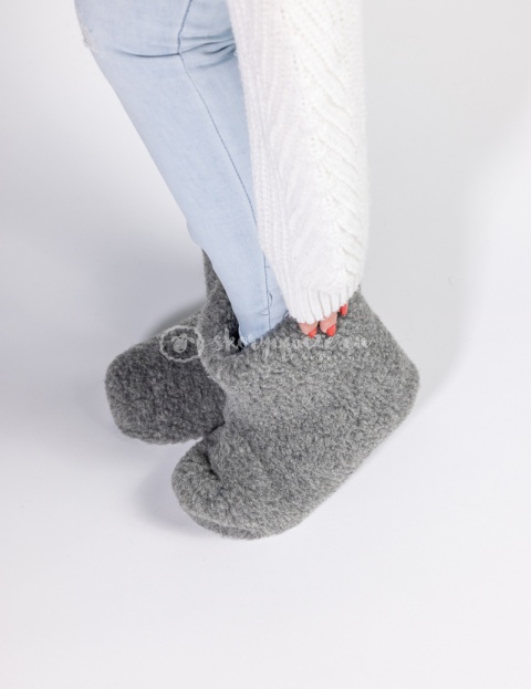 Bambosze wełniane góralskie wysokie #szare jasne