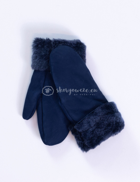 Women's matt, dark blue lambskin mittens Women's matt, dark blue lambskin mittens