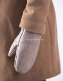 Men's sand lambskin fingerless gloves