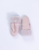Women's pastel pink lambskin mittens