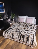 Bedspread made of natural pieces of Rex skins 160x200 cm pudding