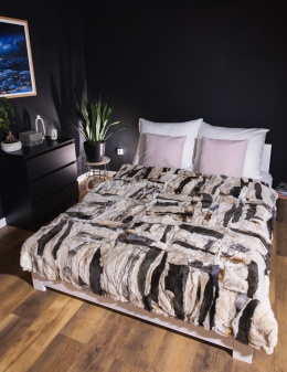 Bedspread made of natural pieces of Rex skins 160x200 cm pudding