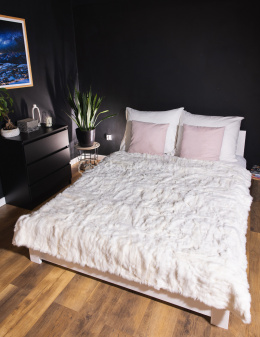 Decorative bedspread white rabbit fur 160x200 cm