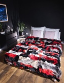Decorative bedspread / real fox fur blanket 160x200 #red mix