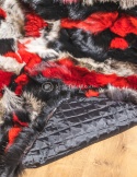 Decorative bedspread / real fox fur blanket 160x200 #red mix