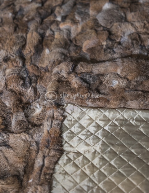 Narzuta dekoracyjna futro brąz z królika 200X220 cm