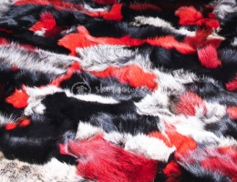Decorative bedspread / real fox fur blanket 160x200 #red mix