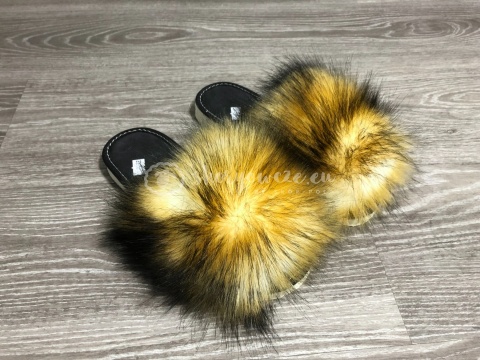 Klapki futrzane pantofle sztuczne futerko / rude