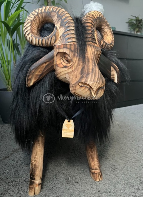 Krzesło - baran dekoracyjny / czarny / opalany