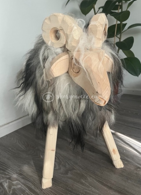 Krzesło - baran dekoracyjny szaro biały